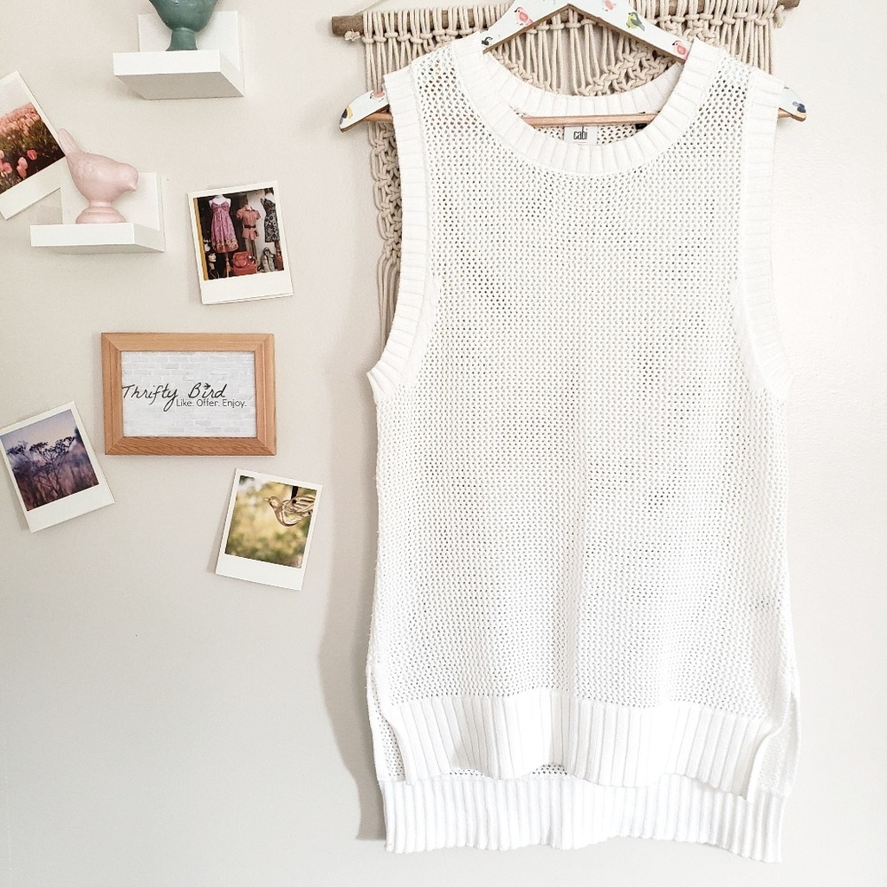 Cabi summer vest white sleeveless knit medium - Picture 2 of 7